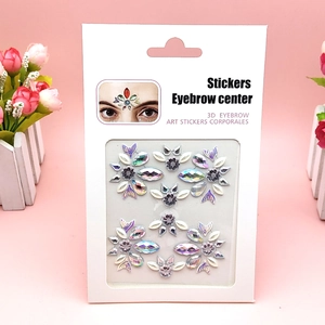 3D colorful reflective eyebrow art stickers for face and body makeup on white card