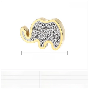 Detailed size chart for the golden elephant charm featuring sparkling inlaid rhinestones