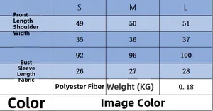 Size chart detail for casual short-sleeve cardigan with S, M, L dimensions and fabric specs