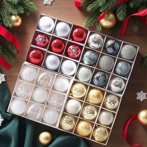 Christmas Tree Ball Ornaments Hanging Decorations Assorted Colors Textures Plastic Shatterproof Holiday Party Home Decor