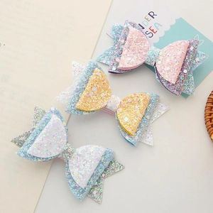 Glitter sequin bow hair clips in multiple colors for girls princess hair accessories