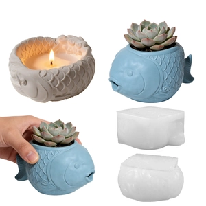 Goldfish Silicone Mold DIY Handmade Fish Scale Texture Candle Holder Succulent Pot Storage Bowl Crafting Tool