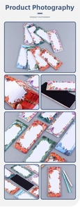 Detailed views of multi-themed magnetic notepads featuring floral and animal illustrations