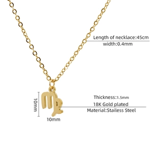 Collana con ciondolo segno zodiacale Vergine in acciaio inossidabile placcato oro 18K
