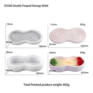 Macro view of D3566 silicone mold for striped pea-shaped storage boxes and trays
