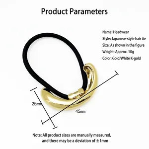 Minimalistischer schwarzer Haargummi mit goldenem Halbmond, 45mm elastischer Haarschmuck