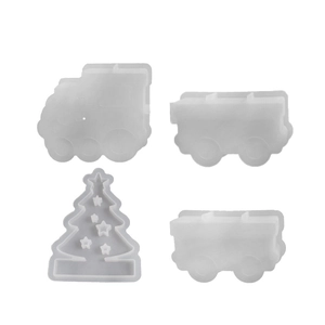 4-piece set of train and Christmas tree silicone molds for DIY scented candles and gypsum