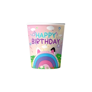 Gabby Dollhouse themed happy birthday paper cups for kids party decorations