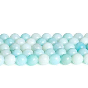Polished light blue and white faceted natural stone round beads for DIY jewelry making