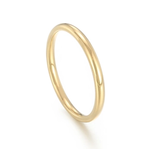 Minimalist polished gold titanium steel ring for women in elegant slim stackable design