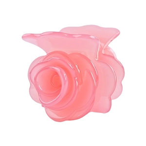Pink rose acetate hair claw clip for elegant bun and ponytail hairstyles for women