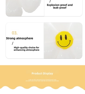 Macro detail of daisy aluminum foil balloon showing durable leak-proof material and smiley face