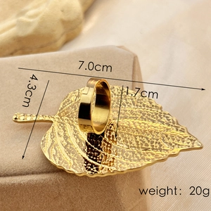 Vassoio vintage dorato a forma di foglia in acciaio inossidabile, misura 7,0x4,3x1,7 cm