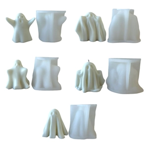 Ghost silicone mold set for DIY Halloween scented candles and plaster crafts