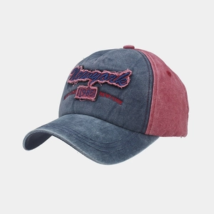 Detailed shot of vintage washed cotton baseball cap with Newyork 1985 embroidery