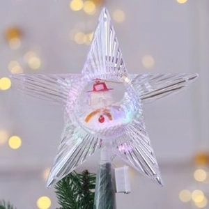 Luminous star tree topper with snowman figure and LED light for Christmas decor