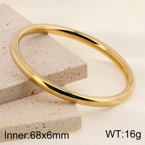 Detailed view of 18k gold plated 6mm titanium steel bangle with 68x6mm size dimensions