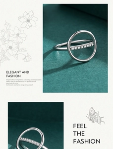 Detailed close-up of S925 sterling silver ring with sparkling crystal crossbar design