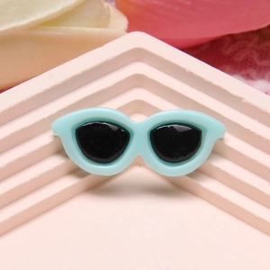 Miniature light blue resin sunglasses model with black lenses for DIY dollhouse crafts