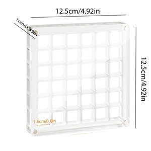 Detailed size diagram of 36-grid clear acrylic box with 12.5x12.5cm external dimensions