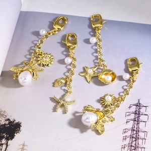 Ensemble de charms abeille et étoile de mer dorés avec perles pour sacs et bijoux