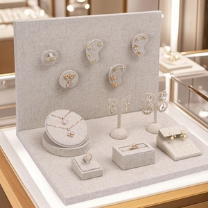 Schmuckständer Leinen Schmuckdisplay Für Halskette Ring Ohrring Einzelhandel Boutique Requisiten