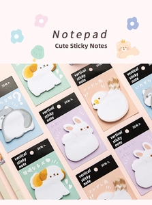 Flat lay of colorful cartoon animal sticky notes including rabbits and dogs, 30 sheets per pack
