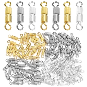 Alloy Barrel Screw Clasps Striped Jewelry Connectors For DIY Necklace Bracelet Making Findings