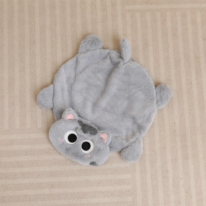Housse de coussin chat gris mignon en peluche douce pour décoration de chambre