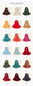 Detail grid showing 18 solid colors of lightweight cotton linen scarves with fringed edges