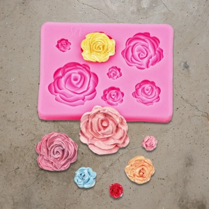 3D rose silicone mold with 7 cavities for chocolate fondant and DIY baking crafts