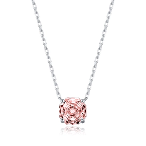 S925 sterling silver octagon necklace with pink rose-cut sapphire pendant and o-chain