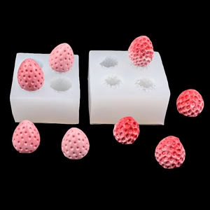 3D strawberry silicone mold for making candles and chocolate realistic fruit shape DIY tool