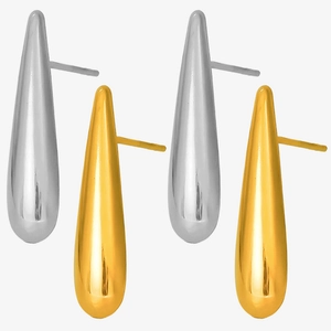 Teardrop Stud Earrings Minimalist 304 Stainless Steel High Polish Geometric Fashion Jewelry For Women