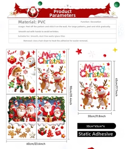 Detailed size specifications for PVC Christmas Santa and Reindeer static window clings