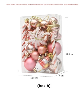 Christmas ornament gift set featuring pink and rose gold balls, candy canes and snowman