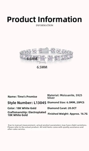 Details zum S925 Sterling Silber Tennisarmband mit 20 Stück 6,5 mm Moissanit-Steinen