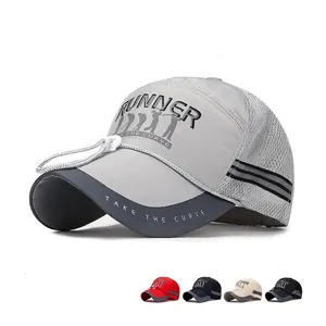 Outdoor Mesh Baseball Cap Quick Dry Breathable Sun Hat Long Brim Windproof Rope Adjustable Golf Runner Sports Men Women