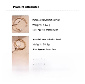 Detail specifications of golden metal necklaces with pearls and product dimensions