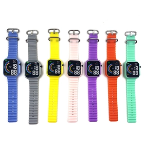 Rainbow LED digital sports watches with colorful silicone straps for students