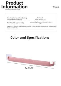Detailed view of pink PP toothpaste squeezer holder with 42.5cm size specifications