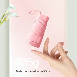 Pink 235g ultra-lightweight mini pocket sun umbrella with slim 3.5cm folding design