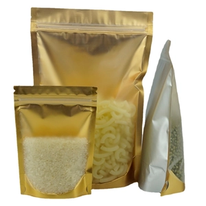 Stand-up gold aluminum foil pouches with clear window and resealable zip lock design