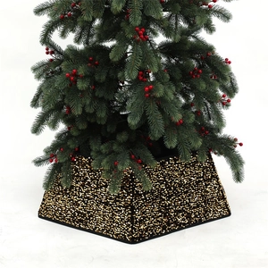 Golden sequin hexagonal Christmas tree collar for festive party holiday decorations