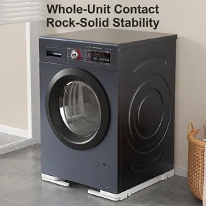 Universal white washing machine stand with non-slip base for steady vibration reduction