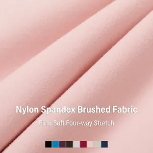 Pink nylon-spandex brushed fabric for yoga jacket with soft 4-way stretch texture