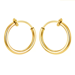 Pair of minimalist 18K gold-plated stainless steel clip-on hoop earrings for men and women
