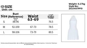 Tableau des tailles pour robe courte dos nu avec mesures de buste en centimètres