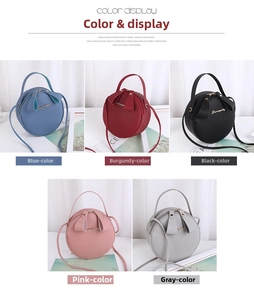 Mini round crossbody bags in five colors with lychee texture and bow zippers