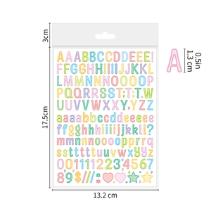 Detailed view of 0.5 inch waterproof alphabet stickers with precise size measurements